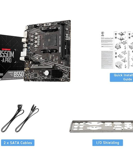MSI B550M-A PRO Motherboard, Micro-ATX - Supports AMD Ryzen 5000/3000 Series Processors, AM4 Socket, DDR4 Memory Boost 4600 OC, PCIe 4.0 x16, 1 x M.2 Slot, USB 3.2 Gen1, HDMI, Components