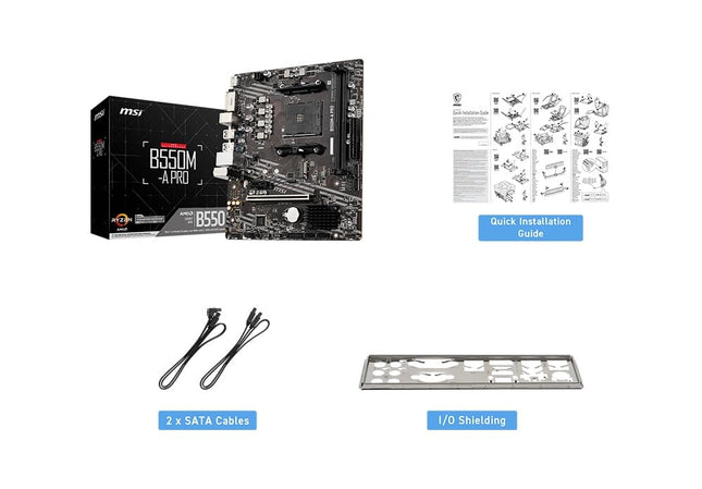 MSI B550M-A PRO Motherboard, Micro-ATX - Supports AMD Ryzen 5000/3000 Series Processors, AM4 Socket, DDR4 Memory Boost 4600 OC, PCIe 4.0 x16, 1 x M.2 Slot, USB 3.2 Gen1, HDMI, Components