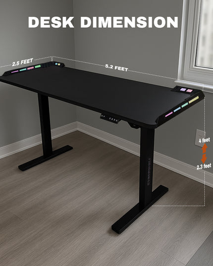 Cyberwolf Hydraulic RGB Gaming Table Regular (1100mm x 800mm) Black