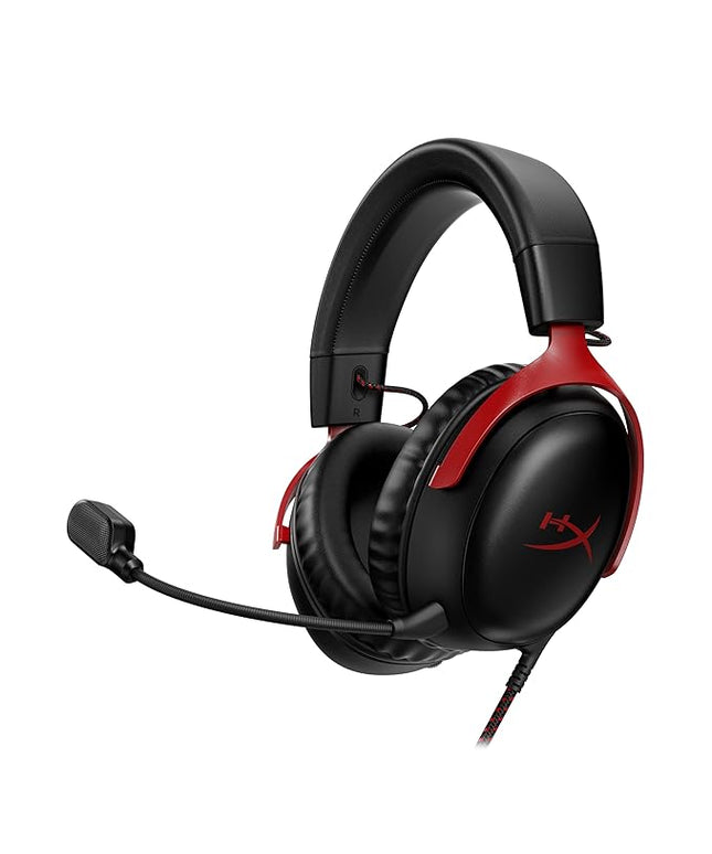 HyperX Cloud III–Smartchoice Wired Gaming Over Ear Headset, Pc, Ps5, Xbox Series X|S, Angled 53Mm Drivers, DTS, Memory Foam, Durable Frame, Ultra-Clear 10Mm Mic, USB-C, USB-A, 3.5Mm–Black/Red(727A9AA)