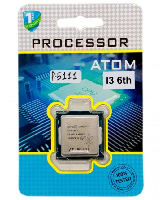 Intel CORE I3 6100 PROCESSOR ( 6TH GENERATION ) 3.7 GHz LGA 1151 Socket 2 Cores 4 Threads Desktop Processor  (Silver)