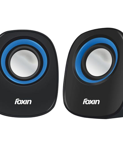 Foxin FMS- 475 Plus 2.0 Multimedia Speaker System Powerful Stereo Sound with Aux Connectivity, USB Powered and Volume Control Supports Laptop/PC/Projector/Tablet/Smartphone