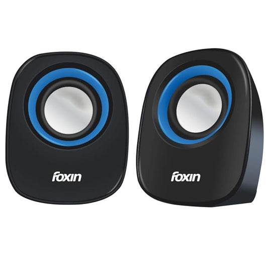 Foxin FMS- 475 Plus 2.0 Multimedia Speaker System Powerful Stereo Sound with Aux Connectivity, USB Powered and Volume Control Supports Laptop/PC/Projector/Tablet/Smartphone