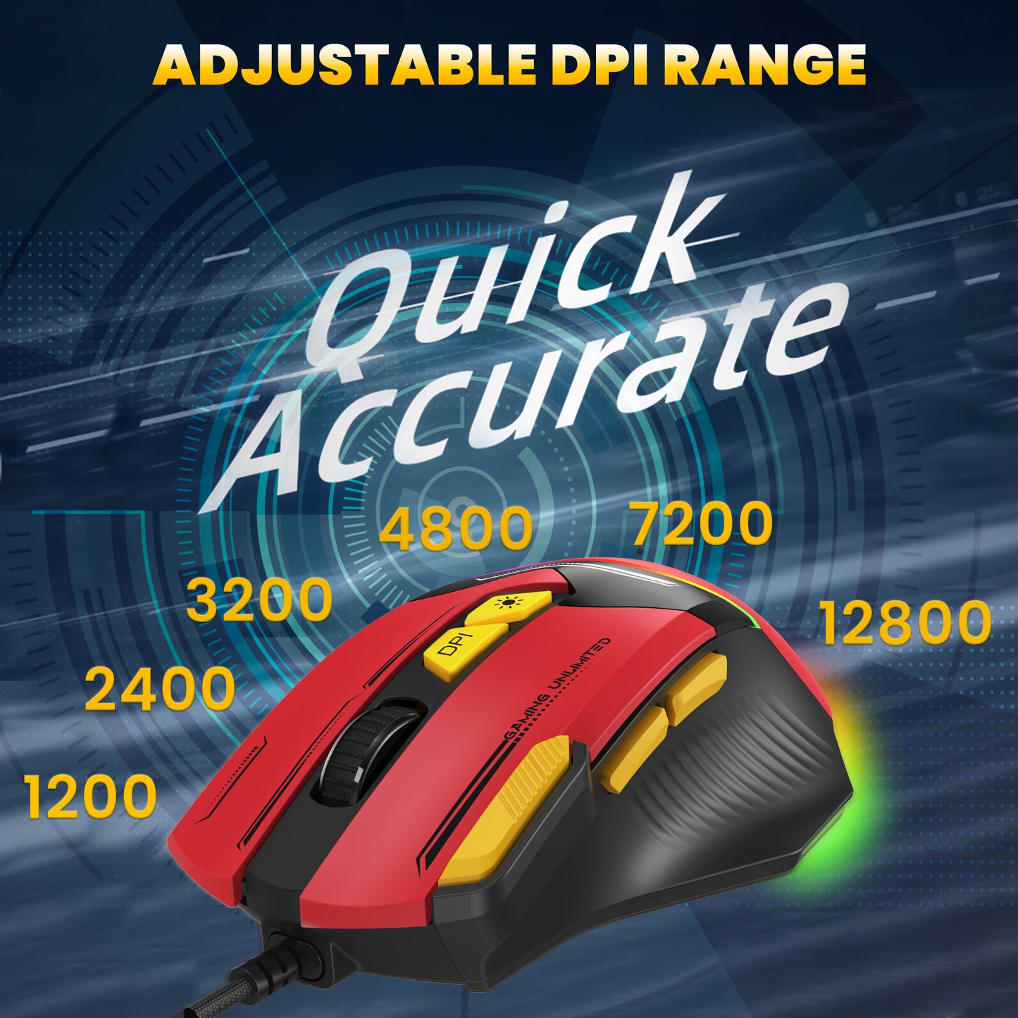 ANT ESPORTS GM333 RGB WIRED HIGH END OPTICAL ERGONOMIC GAMING MOUSE BLUE/WHITE/YELLOW