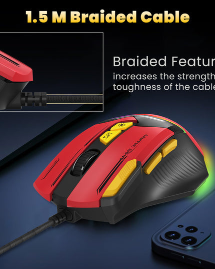 ANT ESPORTS GM333 RGB WIRED HIGH END OPTICAL ERGONOMIC GAMING MOUSE BLUE/WHITE/YELLOW