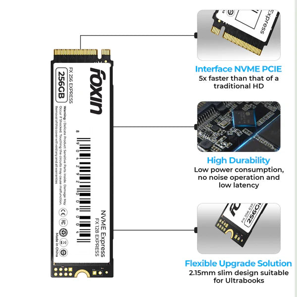 FOXIN SSD 256 GB NVME | Internal Solid State Drive with Micron Chipset, SMI controller, M.2 PCIE 3.0 interface | Ultra-low Power Consumption | Read/Write Speed Upto 3200/2700 MB/s | 5 Yrs Warranty
