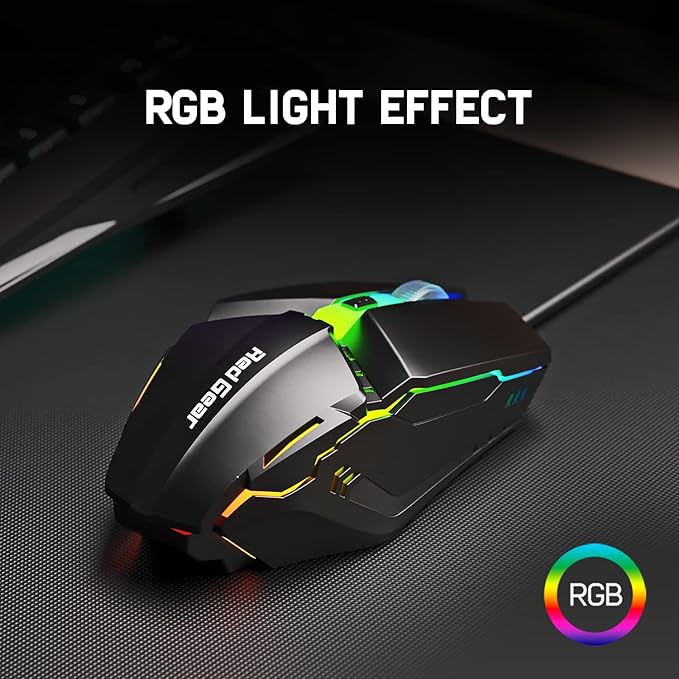 Redgear A-10 Wired Gaming Mouse with RGB LED, Lightweight and Durable Design, DPI Upto 2400, Compatible with Windows.