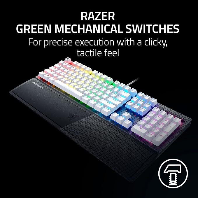 Razer BlackWidow V3 Mechanical Gaming Keyboard: Green Mechanical Switches - Tactile & Clicky - Chroma RGB Lighting - UV-Coated ABS Keycaps - Programmable Macros - Roblox Edition- RZ03-03542800-R3M1