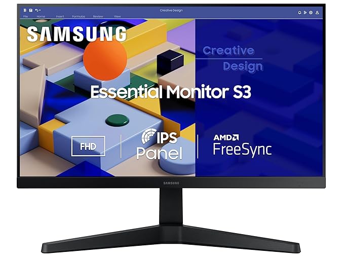 Samsung 22-inch (54.6cm) FHD Flat 1,920 x 1,080 Monitor, IPS, 75 Hz, Bezel Less Design, AMD FreeSync, Flicker Free, HDMI, D-sub, (LS22C310EAWXXL, Black)