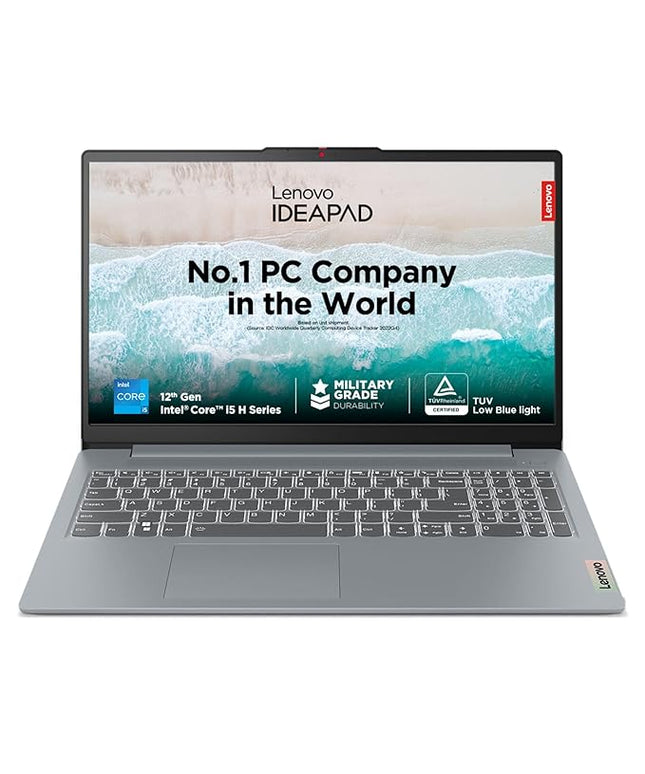 Lenovo IdeaPad Slim 3, 12th Gen Intel Core i5-12450H (16GB LPDDR5, 512GB SSD), Anti-glare, FHD 15.6"(39.6cm), Win 11, Office Home 2024, Arctic Grey, 1.62Kg, 83ER00MDIN, Thin & Light, Backlit KB Laptop