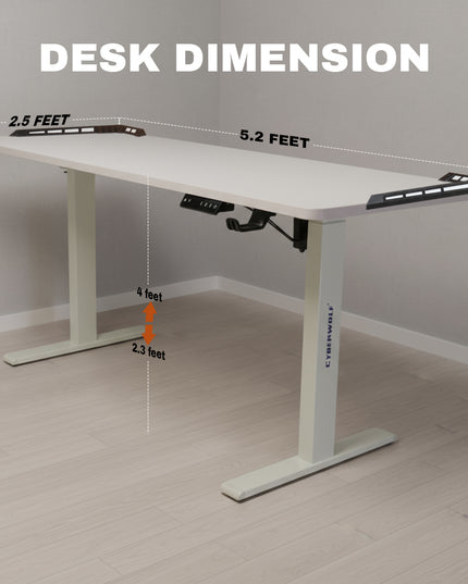 Cyberwolf Hydraulic RGB Gaming Table Regular (1100mm x 800mm) White