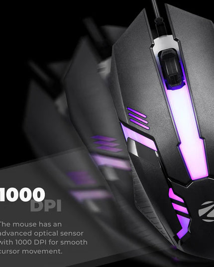 ZEBRONICS ZEB-SCORPIO Wired Ambidextrous Optical Gaming Mouse  (USB 2.0, USB 3.0, Black) FREE LOTTERY TICKET WITH EVERY PURCHASE