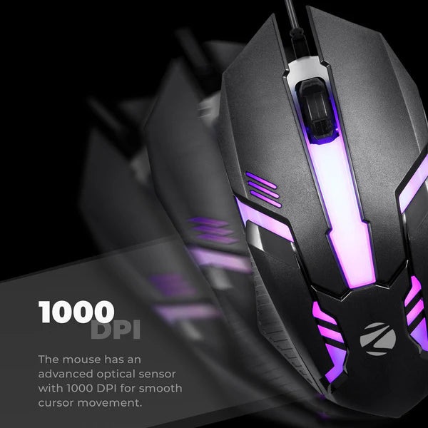 ZEBRONICS ZEB-SCORPIO Wired Ambidextrous Optical Gaming Mouse  (USB 2.0, USB 3.0, Black)