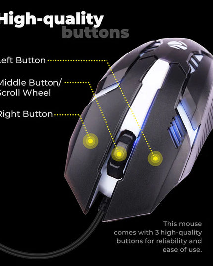 ZEBRONICS ZEB-SCORPIO Wired Ambidextrous Optical Gaming Mouse  (USB 2.0, USB 3.0, Black) FREE LOTTERY TICKET WITH EVERY PURCHASE