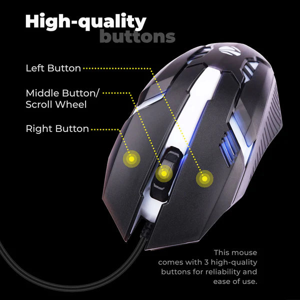ZEBRONICS ZEB-SCORPIO Wired Ambidextrous Optical Gaming Mouse  (USB 2.0, USB 3.0, Black)