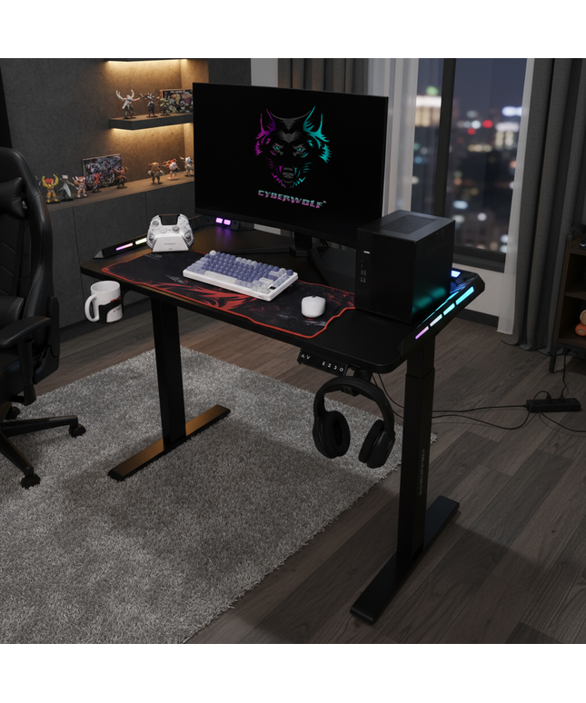 Cyberwolf Hydraulic Gaming Table Regular BLACK RGB