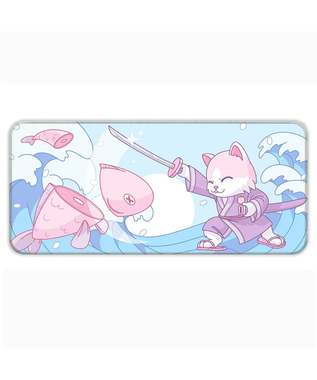 Japanese Cat - Blue - XXL Mousepad