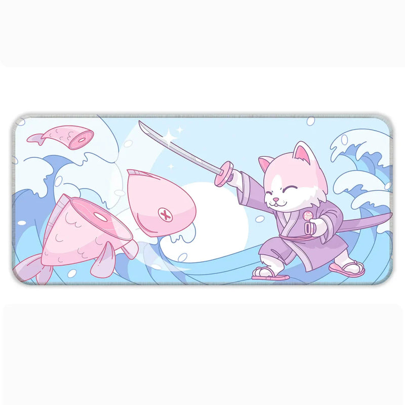 Japanese Cat - Blue - XXL Mousepad