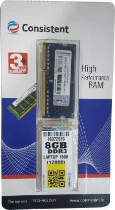 Consistent 8 GB DDR3 1600 MHz Speed Laptop RAM