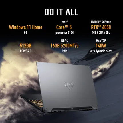 ASUS TUF Gaming F16, Gaming Laptop, Intel Core 5 210H, RTX 4050 GPU (16GB/512GB/40.64 cms (16) FHD+/Windows 11 Home) FX677VU-RL055WS