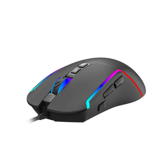 Ant Esports GM330 RGB Optical Wired Gaming Mouse - Black, Multicolor Backlit Lighting, 12800 DPI Optical Sensor with Software, Light Weight and Flexible Braided Cable
