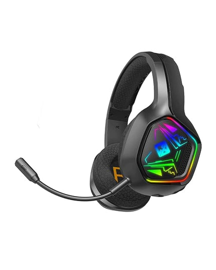 Cosmic Byte Immortal 2.4Ghz Wireless + Bluetooth + Wired Headphone, 20ms Latency, 40Hrs Battery Life, 50mm Driver, RGB LED, Fabric Cushions, Detachable ENC Microphone (Black