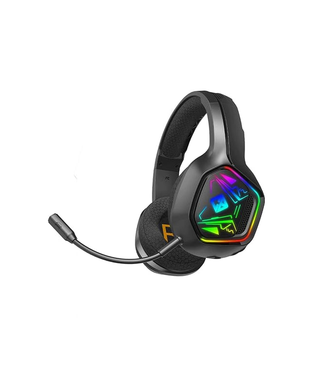 Cosmic Byte Immortal 2.4Ghz Wireless + Bluetooth + Wired Headphone, 20ms Latency, 40Hrs Battery Life, 50mm Driver, RGB LED, Fabric Cushions, Detachable ENC Microphone (Black