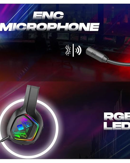 Cosmic Byte Immortal 2.4Ghz Wireless + Bluetooth + Wired Headphone, 20ms Latency, 40Hrs Battery Life, 50mm Driver, RGB LED, Fabric Cushions, Detachable ENC Microphone (Black