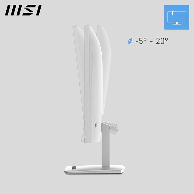 MSI PRO MP273W E14A 27-Inch FHD Computer Monitor, 1920x1080 IPS, 144Hz, 1ms, HDR Ready, Adaptive-sync, Eye Care, Built-in Speaker, HDMI 2.0, DP 1.2a, Frameless, Tilt Adjustable, Vesa Mount, White