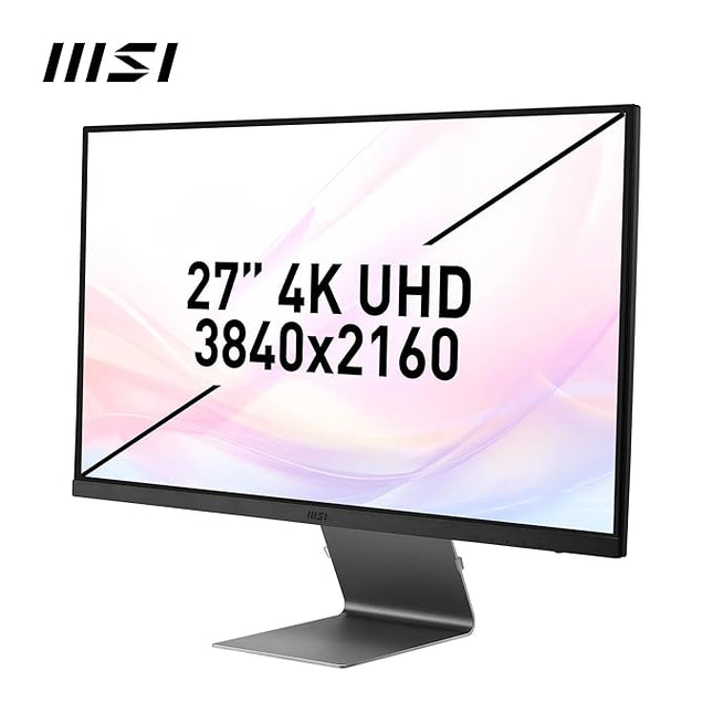 MSI Modern MD271UL, 27 Inch (68.58 cm), IPS Panel, 4K UHD 3840 x 2160, Silver, Eye-Friendly Screen, 99% DCI-P3/139% SRGB, 2X HDMI 2.0b, DP 1.2a, USB Type-C 65W PD Monitor