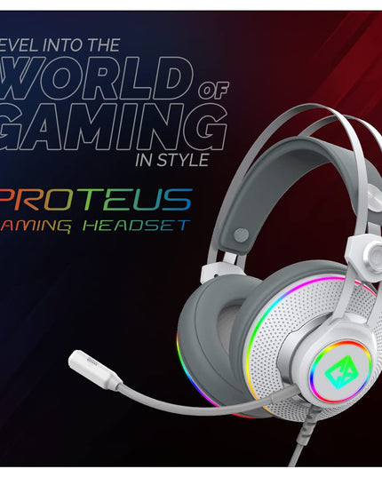 Cosmic Byte Proteus Headset Dual Input USB and 3.5mm, 7.1 Surround Sound, RGB LED, ENC Microphone, Memory Foam Earcushions, Windows Software (White)