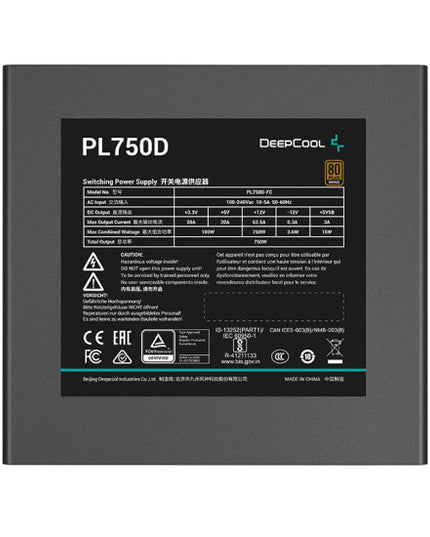 Deepcool PL750D 750 Watt 80 Plus Bronze ATX 3.0 Power Supply