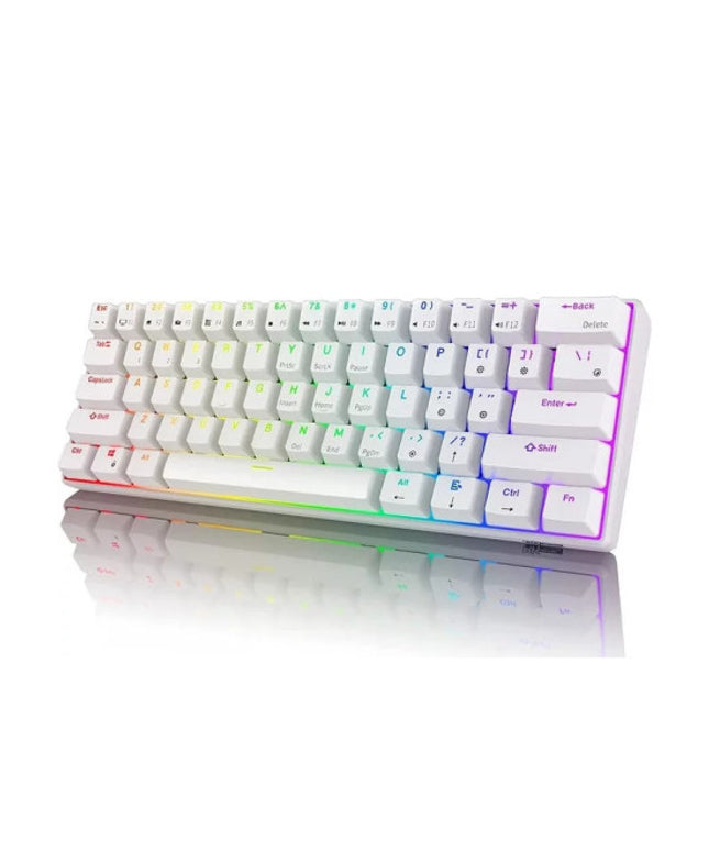 Royal Kludge RK61 60% Blue Switch Wireless Mechanical Gaming Keyboard - White