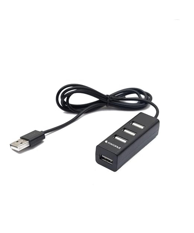 Coconut UH13 Venus USB Hub, 2.0 4 Ports, Pocket Sized, Plug, for Laptop & Computers