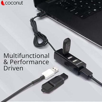 Coconut UH13 Venus USB Hub, 2.0 4 Ports, Pocket Sized, Plug, for Laptop & Computers