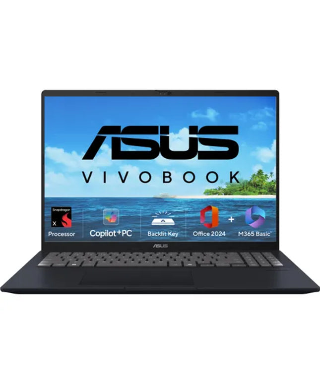ASUS Vivobook 16, AI Powered Laptop, Snapdragon X X1 26 100 (16GB/512GB/Qualcomm Adreno GPU/40.64 cms (16) WUXGA/Windows 11 Home/Office Home 2024 + M365 Basic (1 Year Validity)*) X1607QA-MB049WS