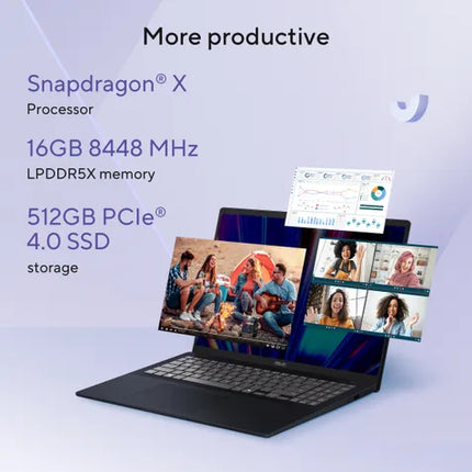 ASUS Vivobook 16, AI Powered Laptop, Snapdragon X X1 26 100 (16GB/512GB/Qualcomm Adreno GPU/40.64 cms (16) WUXGA/Windows 11 Home/Office Home 2024 + M365 Basic (1 Year Validity)*) X1607QA-MB049WS
